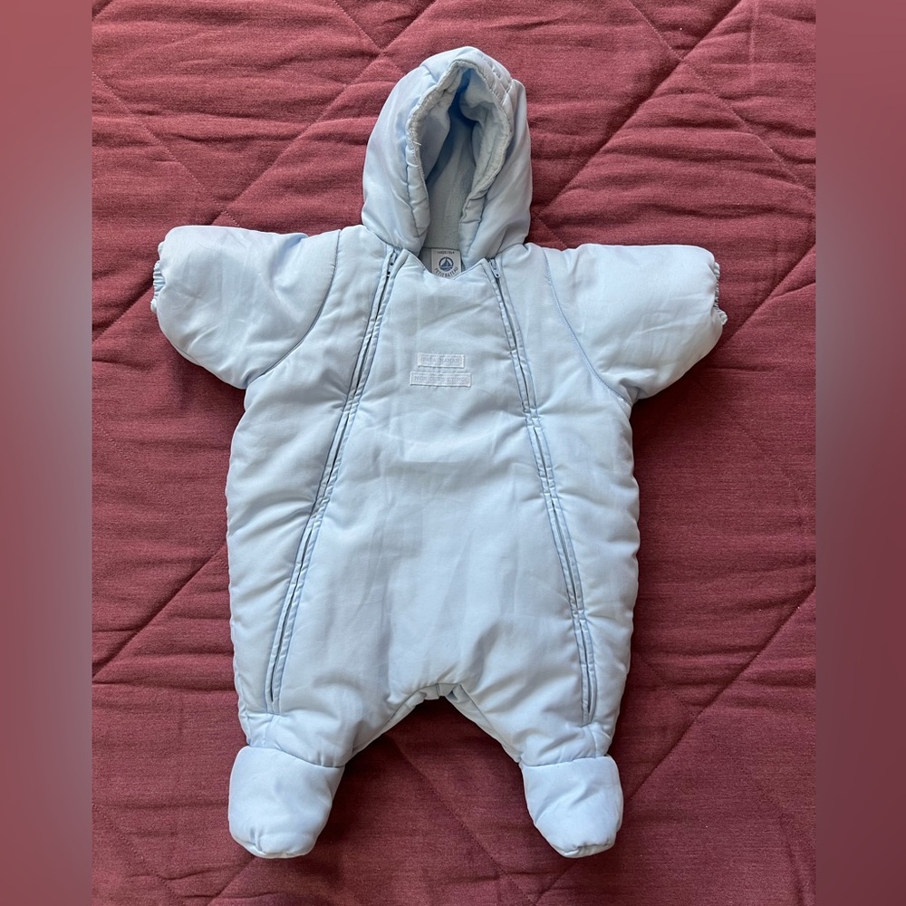 Petit Bateau Baby Bunting Snowsuit Bodysuit - baby blue - newborn - size 1 Mo